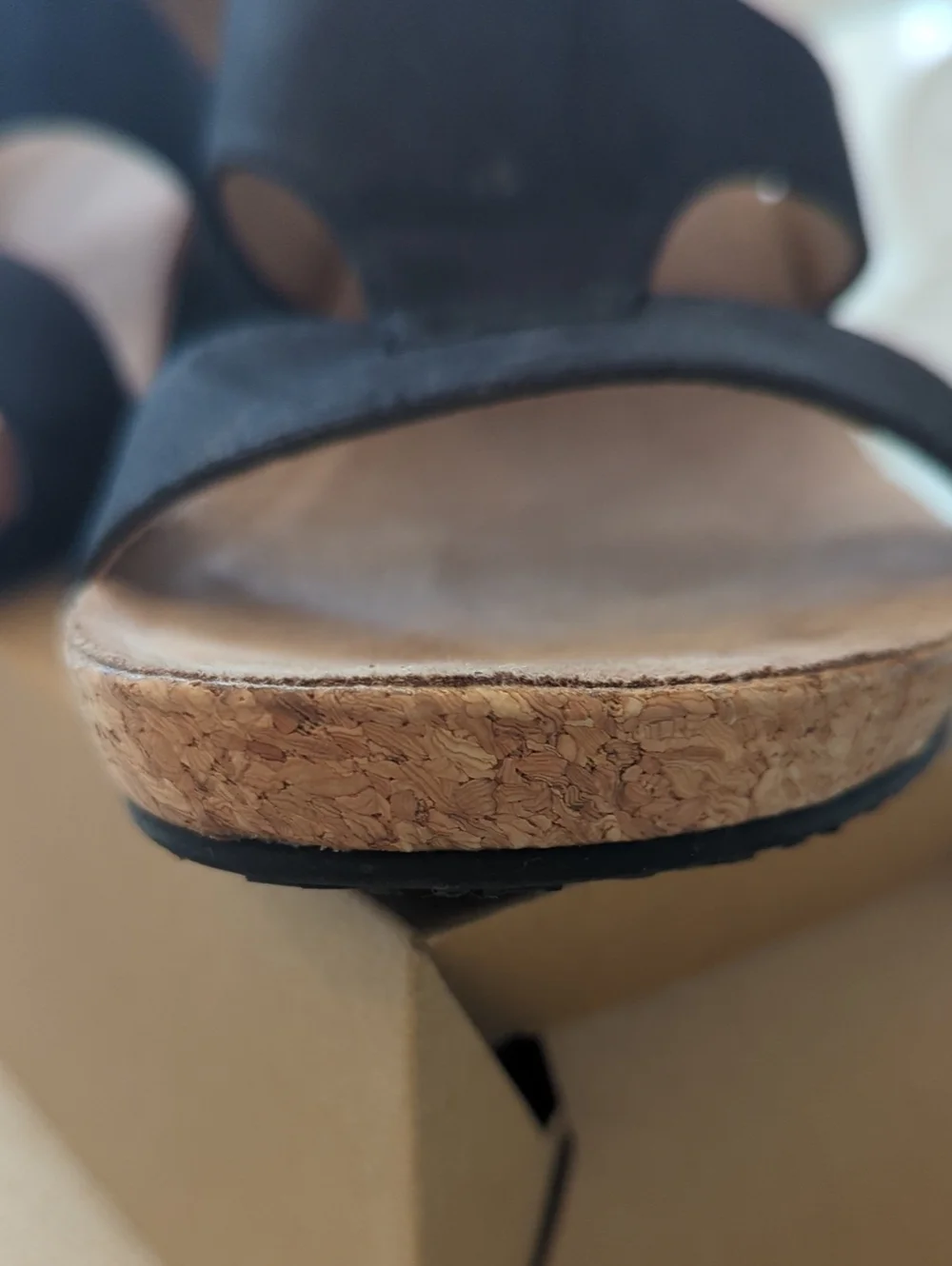Adrienne Vittadini Black Tricia  Wedge Sandals Back Zip Cork Plataform 6.5